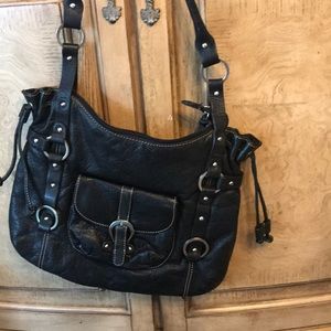 B Makowsky black leather handbag